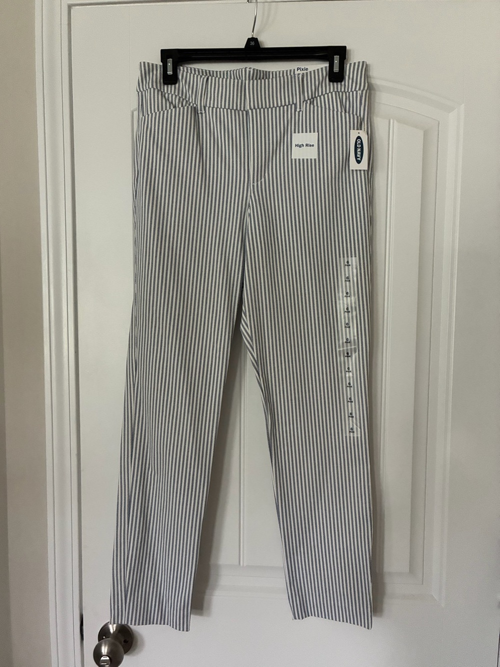Old Navy Pixie striped High-Rise Pull-On Pants - White & Navy